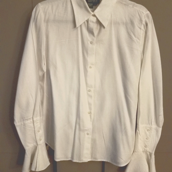 Ralph Lauren White Cotton Blouse w/ Ruffled Cuff - Picture 3 of 6